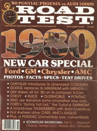 ROAD TEST MAGAZINE 1979 OCT - NEW CARS FOR '80, PHOENIX vs AUDI 5000S, LeCAR